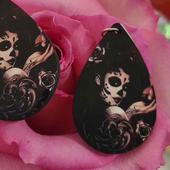 Day of the Dead Teardrop Earrings - Picture 15 of 15